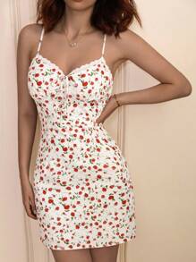 Aveloria Rosie 隨機混搭復古花卉印花蕾絲拼接緞帶吊帶連衣裙