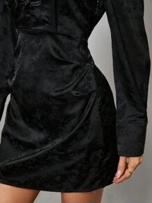 Aveloria Vestido de mangas largas elegante para mujer de nuevo estilo chino con Jacquard y botón aleatorio, para primavera/verano