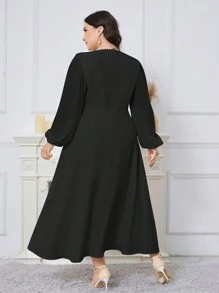 Modelyn Vestido elegante largo de manga farol con cuello de corazón y estampado floral para mujer de talla grande para primavera/verano, vestidos de noche largos