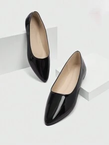 CUCCOO CURVES Ballerine nere lucide, modello comodo e ampio, leggere e comode per l'utilizzo quotidiano, disponibili anche per taglie grandi, ideali per le feste di Capodanno e San Valentino - nero - Visualizzare 5