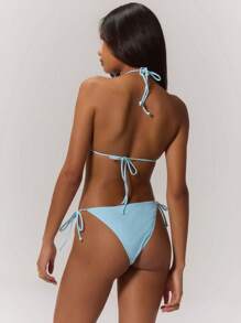 Musera Resort Women's Fashionable Bow-Knot Ribbon Bikini Top Summer Beach Vacation Sexy Elegant Cute Ibiza Beach - Baby Blue - View 3