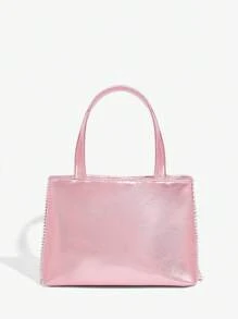 SHEIN BAE 女士派對俱樂部情人節晚宴約會生日晚宴包鑲有鑽石流蘇手拿包 - 粉色 - 查看 4