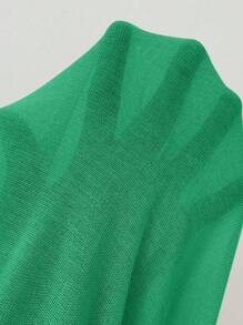 Chiquease Cárdigan casual de punto de manga larga con botones frontales y unicolor - Verde - Ver 7