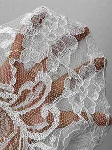 Breezaya Casual Lace Patchwork Sheer Shirt For Holidays - White - View 6