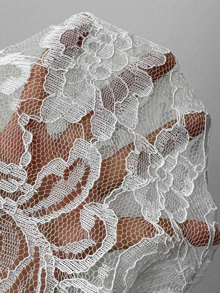 Casual Lace Patchwork Sheer Shirt For Holidays