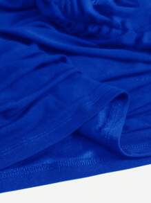 SHEIN EZwear 大碼女士夏季純色性感針織網紗褶皺細肩肩帶修身連衣裙