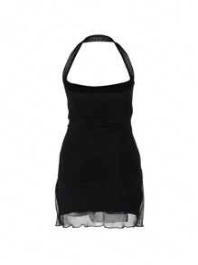 INAWLY Women's Solid Color Simple Daily Split Dress