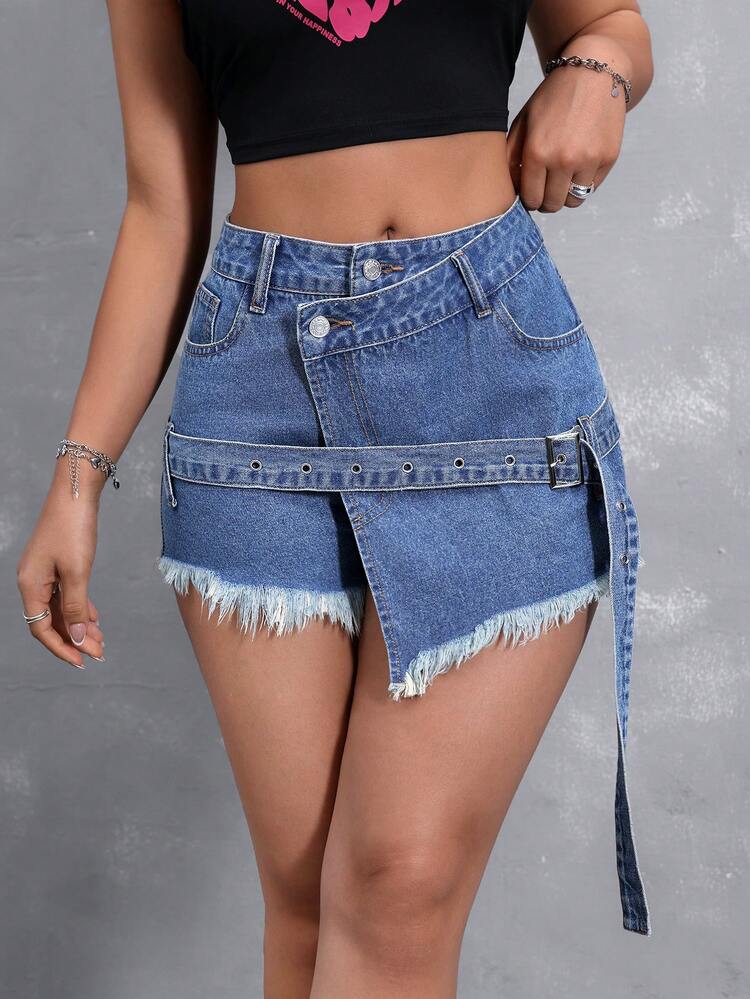 Women's Fashion Heart Printed Sleeveless Denim Shorts