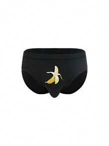 Men's Fashionable Banana Printed Trunks - Black - View 1