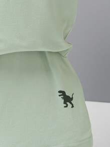 SHEIN Conjunto de chaleco deportivo sin mangas y pantalones cortos con cuello redondo y lindo estampado para niños en verano