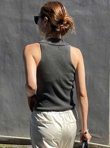 DAZY Sommerliches Damen-Lässig-Top mit schmaler Passform und gekürztem Schnitt in einfarbiger Gestaltung