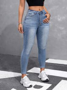 Jeanoix Jeans casuales ajustados para mujer con bolsillos, para uso diario