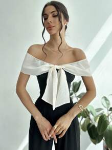 Firerie Dames off-shoulder strik taille slanke pasvorm elegante bodysuit met stropdas