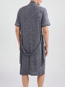 Men Solid Color Simple Style Bathrobe For Daily Wear