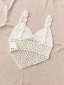 Soleia Top corto lavorato a maglia da donna con texture carine, perfetto per vacanze, estate, stagione di laurea, riunioni scolastiche, spiaggia, feste o pranzi - Bianco - Visualizzare 2