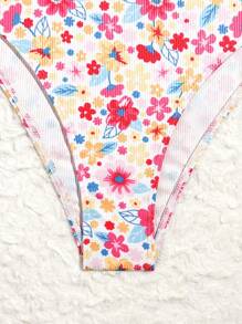 SHEIN Swim Floral Print One-Piece Swimsuit For Vacation,Summer Beach - Multicolor - View 6