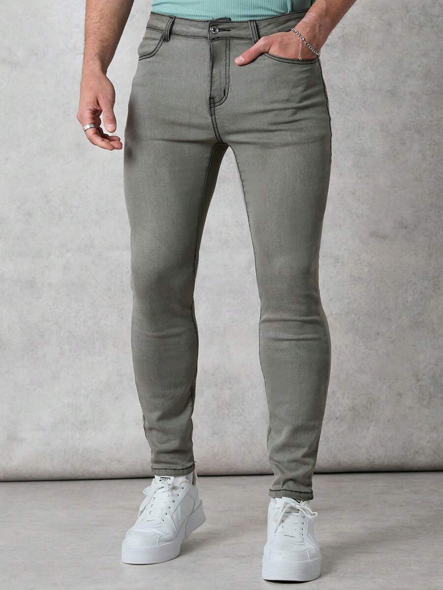 Forever 21 Men's Slim Jeans Fit With Power-Stretch In Washed Black - Black - View 1