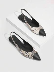 CUCCOO BIZCHIC Woman Shoes Fashionable Snake Pattern Slip-On Flat Shoes With Back Strap For Summer Vacation Shoes Summer Halloween Christmas Fall