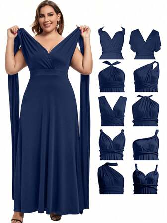 Plus Size Solid Color Off-Shoulder Ruched Criss-Cross Back Dress