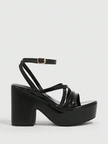 CUCCOO SZL Zapatos de mujer con correa de tobillo y tacón cuadrado tipo cuña para sandalias de verano, graduación, baile de graduación, vacaciones, regreso a la escuela, estudiante universitaria, fiesta, gótica atractiva, estilo chic y elegante, Halloween, Navidad, Otoño, San Valentín