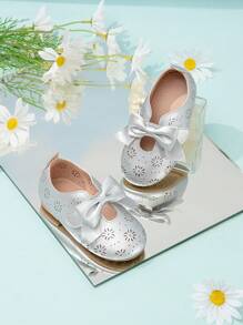 Toddlers' Silver Matte Bow Decoration Casual Flat Shoes - Gold - View 3