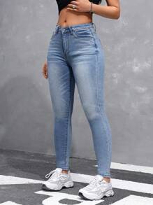 Jeanoix Jeans casuales ajustados para mujer con bolsillos, para uso diario