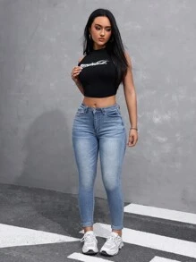 Jeanoix Jeans casuales ajustados para mujer con bolsillos, para uso diario