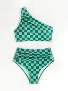 Swim Lushoire 女士印花比基尼套装（随机印花），夏日海滩 - 綠色 - 查看 6