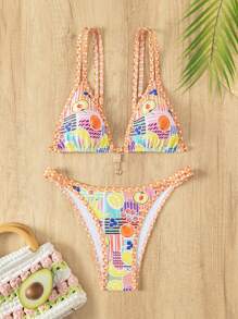 SHEIN Swim Sexy bikiniset met fruitprint voor dames, badmode voor op het strand en in de zomer