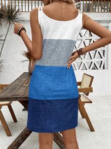EMERY ROSE Dual Strap Circle Embellished Color Block Print Holiday Dress Vacation Beach Outfits Women