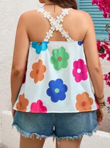 SHEIN LUNE Plus Size Women's Summer Floral Print Loose Cami Top