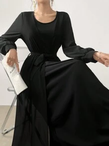 Modelyn Ladies' Plain Simple Arabian Dress For Daily Wear - Black - View 1