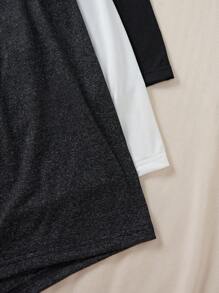 3pcs/Set Plus Size Sleep Shorts In White, Grey And Black Colors, Can Be Worn Outdoors