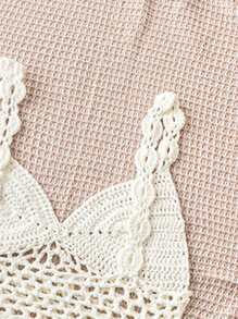 Soleia Top corto lavorato a maglia da donna con texture carine, perfetto per vacanze, estate, stagione di laurea, riunioni scolastiche, spiaggia, feste o pranzi - Bianco - Visualizzare 5