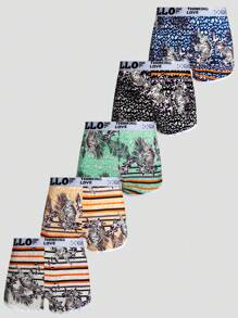 Men's Digital Printed Quick-Dry Breathable Daily Beach Shorts , 5 Pcs - Multicolor - View 1