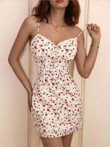 Aveloria Rosie 隨機混搭復古花卉印花蕾絲拼接緞帶吊帶連衣裙