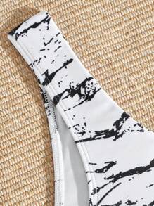 SHEIN Swim 女士湯圓印花性感比基尼套裝，適用於度假、沙灘 - 彩色 - 查看 4