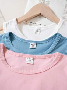 SHEIN Tween Boys' 3pcs/Set Loose Fit Summer Casual Round Neck Seagull Print Tank Top - Multicolor - View 10