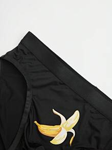 Men's Fashionable Banana Printed Trunks - Black - View 3