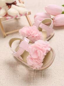 Summer Flower Decor Soft Bottom Anti-Slip Sandals, Walking Shoes For 0-1 Year Old Infant