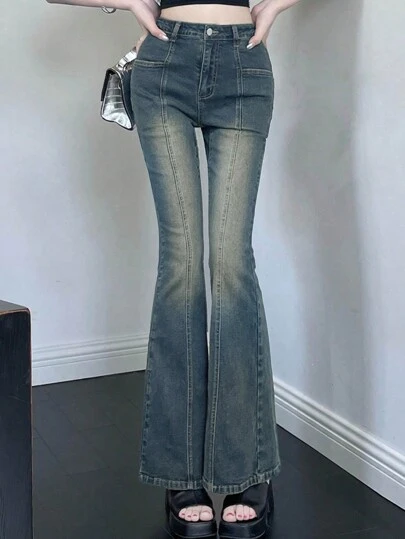 DAZY 女性のデイリーウェア フレアジーンズ、フレアデニム