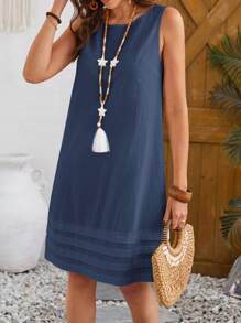 EMERY ROSE Abito casual estivo senza maniche con collo tondo a tinta unita da donna