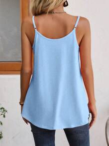 SHEIN LUNE Women's Solid Color Pleated Camisole Tank Top - Baby Blue - View 2