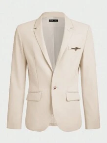 GENTILAND Woven Casual Suit Trousers 2pcs/Set - Apricot - View 7