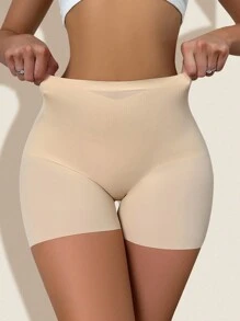 SHEIN Women Body Shaping Panties Seamless Breathable Square Cut High Waist Tummy Control Shapewear, 1pc - Apricot - View 6