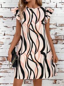 SHEIN Clasi 荷叶袖艺术印花夏季连衣裙