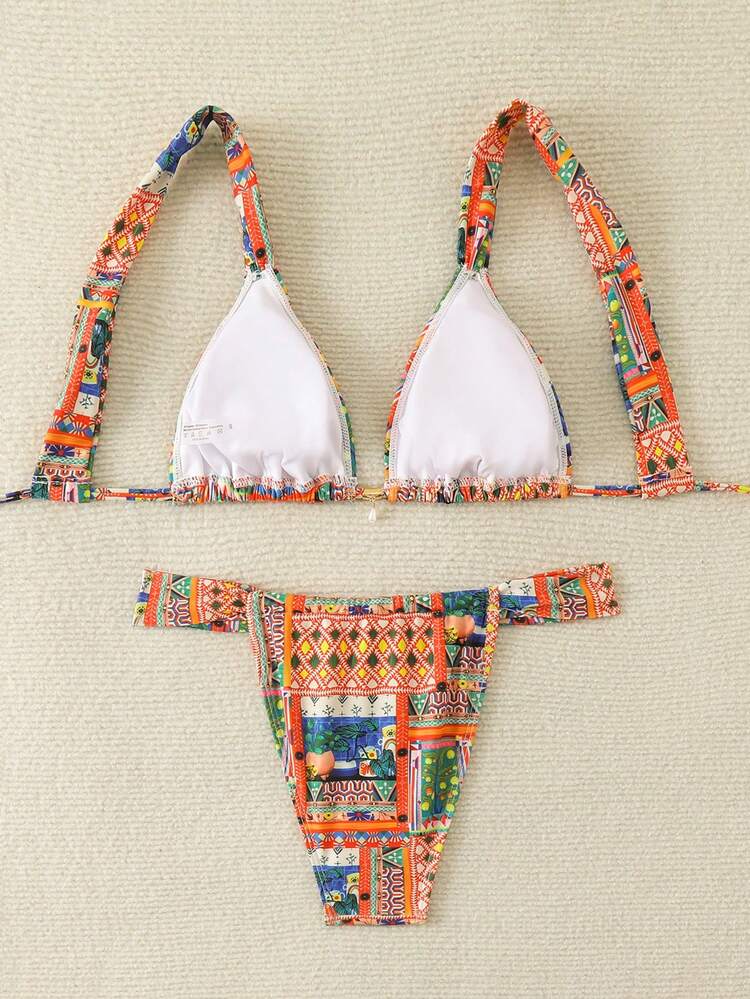 Women's Holiday Geometric Print Sexy Bikini Set With Separated Bikini Set Summer Beach