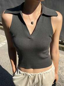 DAZY Sommerliches Damen-Lässig-Top mit schmaler Passform und gekürztem Schnitt in einfarbiger Gestaltung