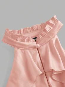 SHEIN DECDS Blusa vintage de mujer con cuello halter y detalles de volantes cortos, ropa de verano, tops lindos, trajes sexys y para salir - Rosa - Ver 10