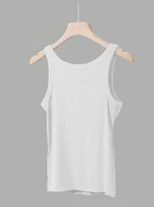 SHEIN Unity Dragonfly Letter Printed Slim Fit Tank Top For Summer - White - View 2